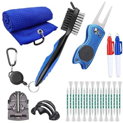 Yumzeco Kit De Nettoyage pour Club De Golf,Brosse De Nettoyage pour Rainures De Club De Golf,Serviette en Microfibre,Outil De Divot,Outil De Marquage De Balle - Publicité Yumzeco Kit De Nettoyage pour Club De Golf,Brosse De Nettoyage pour Rainures De Club De Golf,Serviette en Microfibre,Outil De Divot,Outil De Marquage De Balle - Publicité