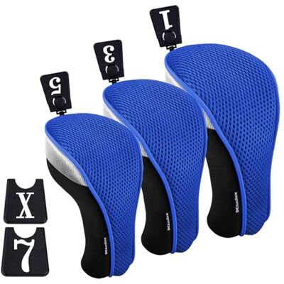 Andux Golf 460cc Couvre Drivers Couvre-Bois Clubs 3 pièces/Ensemble Bleu - Publicité Andux Golf 460cc Couvre Drivers Couvre-Bois Clubs 3 pièces/Ensemble Bleu - Publicité