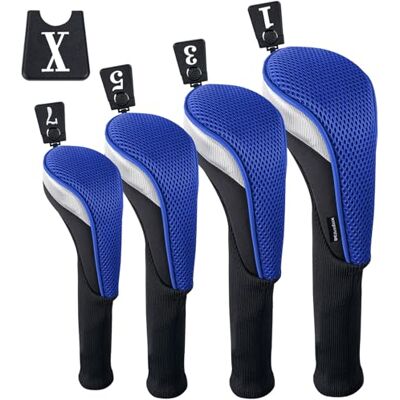 Andux Ensemble de Couvre-tête en Bois pour Clubs de Golf 460cc, Long Cou, Paquet de 4 Bleu - Publicité Andux Ensemble de Couvre-tête en Bois pour Clubs de Golf 460cc, Long Cou, Paquet de 4 Bleu - Publicité