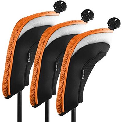 Andux Lot de 3 Couvre-Clubs de Golf Hybrides à col Court avec Cadran n° Tag Orange - Publicité Andux Lot de 3 Couvre-Clubs de Golf Hybrides à col Court avec Cadran n° Tag Orange - Publicité