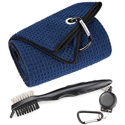Mile High Life Serviette De Golf Pliable en 3 Tissu Nid d’Abeille avec Brosse Nettoyeur Pic pour Rainures Et Club - Publicité Mile High Life Serviette De Golf Pliable en 3 Tissu Nid d’Abeille avec Brosse Nettoyeur Pic pour Rainures Et Club - Publicité