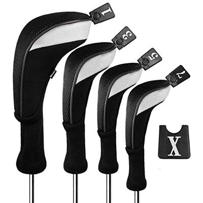 Andux Ensemble de Couvre-tête en Bois pour Clubs de Golf 460cc, Long Cou, Paquet de 4 Noir - Publicité Andux Ensemble de Couvre-tête en Bois pour Clubs de Golf 460cc, Long Cou, Paquet de 4 Noir - Publicité