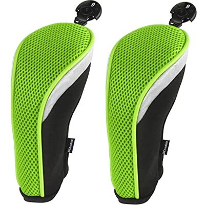 Andux Lot de 2 Couvre-Clubs de Golf Hybrides en Maille avec Cadran numéro d'étiquettes Vert - Publicité Andux Lot de 2 Couvre-Clubs de Golf Hybrides en Maille avec Cadran numéro d'étiquettes Vert - Publicité