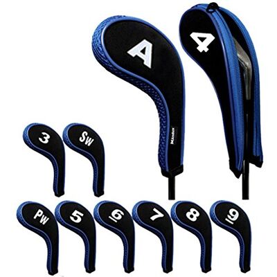 Andux Numéro d'impression Fer de Club de Golf Étui à Fermeture éclair avec Long Cou 10 Pièces Noir/Bleu - Publicité Andux Numéro d'impression Fer de Club de Golf Étui à Fermeture éclair avec Long Cou 10 Pièces Noir/Bleu - Publicité