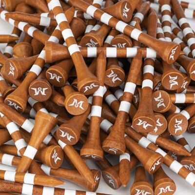 MAZEL Lot de 50 ou 120 tees de golf en bois naturel/bambou de 6,3 cm et 8,9 cm Réduit la friction et la rotation latérale Pour la pratique - Publicité MAZEL Lot de 50 ou 120 tees de golf en bois naturel/bambou de 6,3 cm et 8,9 cm Réduit la friction et la rotation latérale Pour la pratique - Publicité
