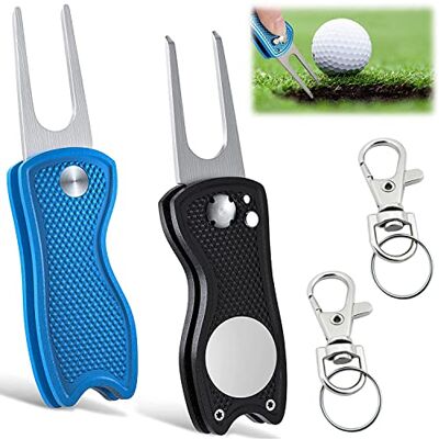 LBING 2 Pièces Outil de Réparation de Divot de Golf Fourchette de Golf Golf Divot Tool pour Accessoires de d'entraînement de Golfeur+2Pcs Bouton - Publicité LBING 2 Pièces Outil de Réparation de Divot de Golf Fourchette de Golf Golf Divot Tool pour Accessoires de d'entraînement de Golfeur+2Pcs Bouton - Publicité