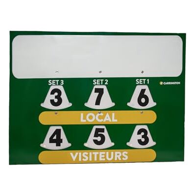 Carrington Tableau de Score de Tennis avec Espace publicitaire Tableau de Score Tennis personnalisé - Publicité Carrington Tableau de Score de Tennis avec Espace publicitaire Tableau de Score Tennis personnalisé - Publicité