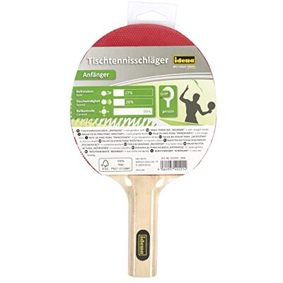 Idena 40201 Raquette de Tennis de Table pour débutant avec Manche Droit en Bois, Un côté Lisse en Noir et Rouge - Publicité Idena 40201 Raquette de Tennis de Table pour débutant avec Manche Droit en Bois, Un côté Lisse en Noir et Rouge - Publicité