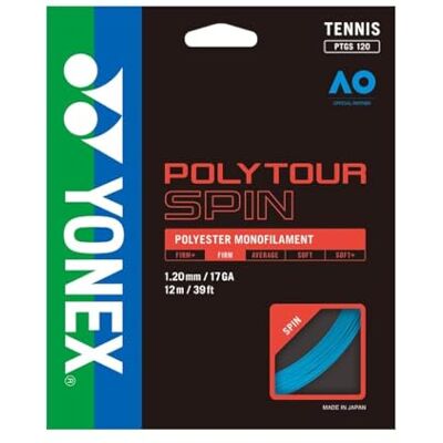 YONEX PolyTour Spin 120 Jeu de cordes de tennis - Publicité YONEX PolyTour Spin 120 Jeu de cordes de tennis - Publicité