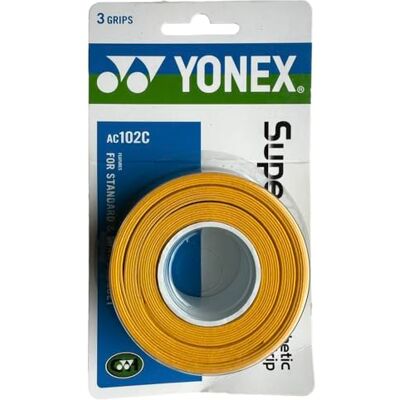 YONEX Lot de 3 surgrips Super Grap pour badminton, multicolore, AC102C (jaune) - Publicité YONEX Lot de 3 surgrips Super Grap pour badminton, multicolore, AC102C (jaune) - Publicité