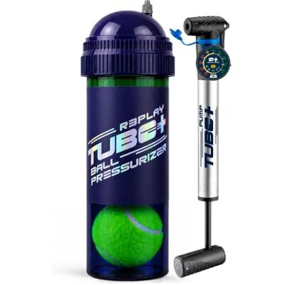 TUBOPLUS R3PLAY avec Pompe Pressuriseur de Balles de Padel et Tennis 29 PSI avec Pompe et Manomètre Maintient Le Rebond et la Pression d'origine Prolonge la Vie des Balles Capacité 3 Balles - Publicité TUBOPLUS R3PLAY avec Pompe Pressuriseur de Balles de Padel et Tennis 29 PSI avec Pompe et Manomètre Maintient Le Rebond et la Pression d'origine Prolonge la Vie des Balles Capacité 3 Balles - Publicité
