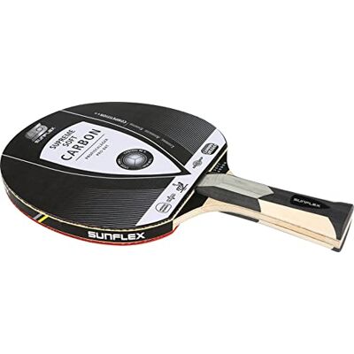 sunflex Raquette de ping-Pong Supreme Soft Carbon Raquette Professionnelle Multicolore Platelage ITTF Mogul Poignée concave pour Les Joueurs de Club et Les compétitions - Publicité sunflex Raquette de ping-Pong Supreme Soft Carbon Raquette Professionnelle Multicolore Platelage ITTF Mogul Poignée concave pour Les Joueurs de Club et Les compétitions - Publicité