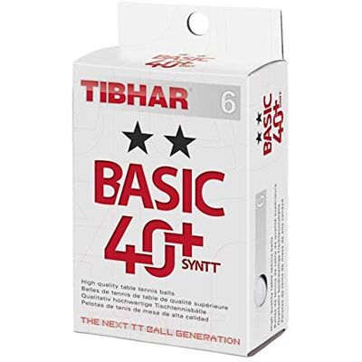 Tibhar Basic 40+ SYNTT 2 étoiles Lot de 6 - Publicité Tibhar Basic 40+ SYNTT 2 étoiles Lot de 6 - Publicité