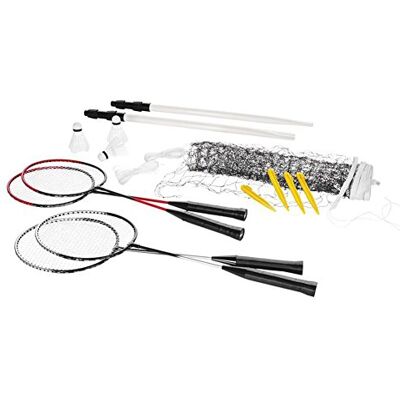 Crivit Badminton Kit complet pour 4 joueurs : 4 raquettes, 3 volants, filet de jeu, tendeurs et dispositifs d’ancrage au sol. Publicité Crivit Badminton Kit complet pour 4 joueurs : 4 raquettes, 3 volants, filet de jeu, tendeurs et dispositifs d’ancrage au sol. Publicité