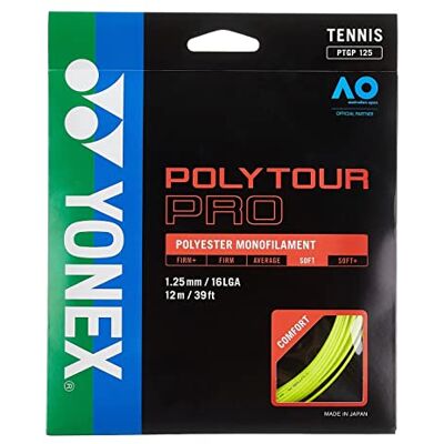 Yonex Poly Tour Pro 125 Corde de Raquette Jaune - Publicité Yonex Poly Tour Pro 125 Corde de Raquette Jaune - Publicité