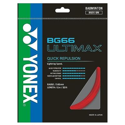 Yonex BG 66 Jeu de cordes de badminto Rouge - Publicité Yonex BG 66 Jeu de cordes de badminto Rouge - Publicité