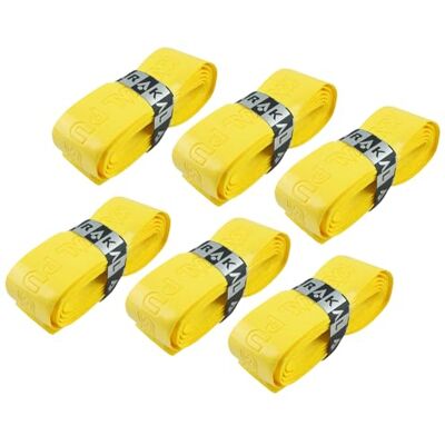 Karakal PU Super Grip – Bande de préhension autocollante pour badminton, squash, tennis, batte de hockey ou bâton de glace – Jaune Lot de 6 - Publicité Karakal PU Super Grip – Bande de préhension autocollante pour badminton, squash, tennis, batte de hockey ou bâton de glace – Jaune Lot de 6 - Publicité