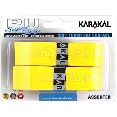 Karakal Lot de 2 poignées de rechange en polyuréthane pour tennis, squash, badminton Jaune - Publicité Karakal Lot de 2 poignées de rechange en polyuréthane pour tennis, squash, badminton Jaune - Publicité