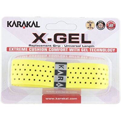Grip de rechange Karakal X-Gel, tennis, badminton, squash, jaune - Publicité Grip de rechange Karakal X-Gel, tennis, badminton, squash, jaune - Publicité