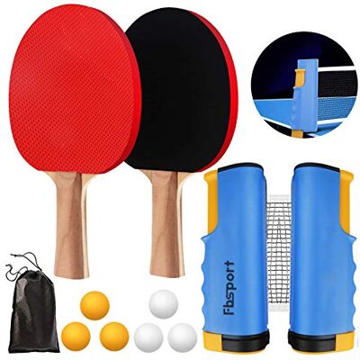 FBSPORT Raquette de Ping Pong Set Professionnel Raquettes de Tennis de Table avec Filet + 2 Raquette de ping-Pong + 6 Balles +1 Sac de Transport Ping Pong Kit pour Adultes Enfants Intérieur Extérieur - Publicité FBSPORT Raquette de Ping Pong Set Professionnel Raquettes de Tennis de Table avec Filet + 2 Raquette de ping-Pong + 6 Balles +1 Sac de Transport Ping Pong Kit pour Adultes Enfants Intérieur Extérieur - Publicité
