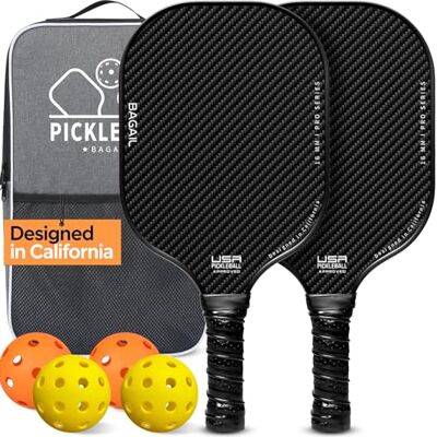 BAGAIL Ensemble de Raquettes de Pickleball, Raquettes de Pickleball avec 4 Balles, Légères Absorption des Chocs élevée Ergonomique, Adaptées aux Jeux de Pickleball en Intérieur et en Extérieur - Publicité BAGAIL Ensemble de Raquettes de Pickleball, Raquettes de Pickleball avec 4 Balles, Légères Absorption des Chocs élevée Ergonomique, Adaptées aux Jeux de Pickleball en Intérieur et en Extérieur - Publicité