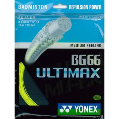 Yonex Corde de badminton, BG66 ULTIMAX Jaune - Publicité Yonex Corde de badminton, BG66 ULTIMAX Jaune - Publicité