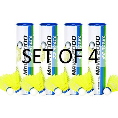YONEX Mavis 2000 en Nylon Jaune Volant de Badminton (4 Tubes EMB) Jaune 4 Tubes EMB - Publicité YONEX Mavis 2000 en Nylon Jaune Volant de Badminton (4 Tubes EMB) Jaune 4 Tubes EMB - Publicité