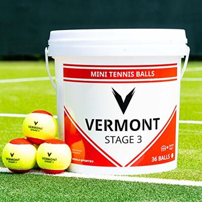 Vermont Balles de Mini-Tennis 3 Niveaux de Balle en Plusieurs Tailles de Pack Approuvées par l’ITF (Niveau 3 (Rouge), Pack de 36 (Pack de Recharge)) - Publicité Vermont Balles de Mini-Tennis 3 Niveaux de Balle en Plusieurs Tailles de Pack Approuvées par l’ITF (Niveau 3 (Rouge), Pack de 36 (Pack de Recharge)) - Publicité