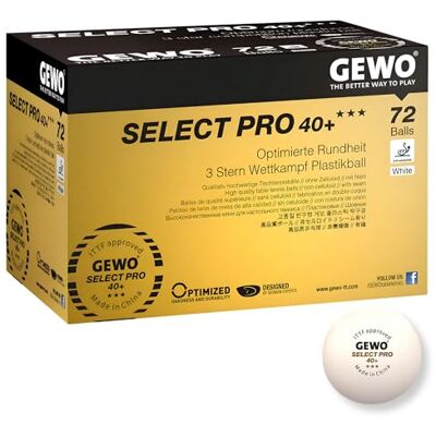 GEWO Select Pro 40+ Lot de 72 balles de Tennis de Table pour Adulte Blanc - Publicité GEWO Select Pro 40+ Lot de 72 balles de Tennis de Table pour Adulte Blanc - Publicité