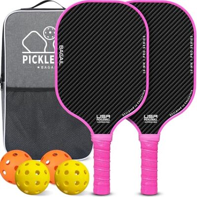 BAGAIL Ensemble de Raquettes de Pickleball, Raquettes de Pickleball avec 4 Balles, Légères Absorption des Chocs élevée Ergonomique, Adaptées aux Jeux de Pickleball en Intérieur et en Extérieur - Publicité BAGAIL Ensemble de Raquettes de Pickleball, Raquettes de Pickleball avec 4 Balles, Légères Absorption des Chocs élevée Ergonomique, Adaptées aux Jeux de Pickleball en Intérieur et en Extérieur - Publicité