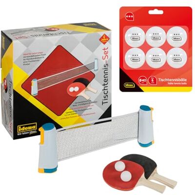 Idena 90958 Set de Tennis de Table avec Filet, Deux Raquettes et Deux balles, 6 balles de Tennis de Table de qualité 3 étoiles incluses, Blanches, diamètre 40 mm, Facile à Installer sur Une Table - Publicité Idena 90958 Set de Tennis de Table avec Filet, Deux Raquettes et Deux balles, 6 balles de Tennis de Table de qualité 3 étoiles incluses, Blanches, diamètre 40 mm, Facile à Installer sur Une Table - Publicité