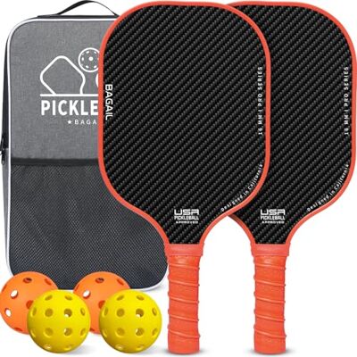 BAGAIL Ensemble de Raquettes de Pickleball, Raquettes de Pickleball avec 4 Balles, Légères Absorption des Chocs élevée Ergonomique, Adaptées aux Jeux de Pickleball en Intérieur et en Extérieur - Publicité BAGAIL Ensemble de Raquettes de Pickleball, Raquettes de Pickleball avec 4 Balles, Légères Absorption des Chocs élevée Ergonomique, Adaptées aux Jeux de Pickleball en Intérieur et en Extérieur - Publicité