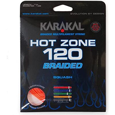 Karakal Hot Zone Lot de 120 cordes de squash tressées - Publicité Karakal Hot Zone Lot de 120 cordes de squash tressées - Publicité