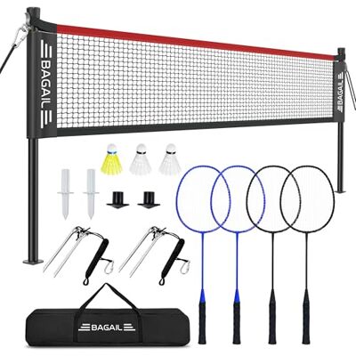 BAGAIL Filet de Badminton pour l'extérieur -Taille Officielle 20ft x 5ft, 4 Raquettes, 3 Balles de Badminton, Filet PE durable et Sac de Transport pour l'arrière-cour, la Plage et les Jeux en Famille. Publicité BAGAIL Filet de Badminton pour l'extérieur -Taille Officielle 20ft x 5ft, 4 Raquettes, 3 Balles de Badminton, Filet PE durable et Sac de Transport pour l'arrière-cour, la Plage et les Jeux en Famille. Publicité