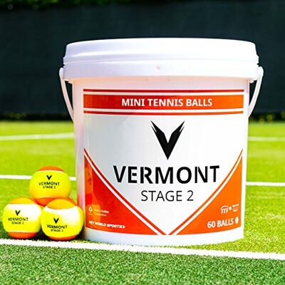 Vermont Mini Balles de Tennis Oranges- Seau de 60 Balles de Tennis Balle de Tennis Niveau 2 Approuvé par l'ITF Parfaites pour Les Enfants et Jeunes Joueurs de Tennis - Publicité Vermont Mini Balles de Tennis Oranges- Seau de 60 Balles de Tennis Balle de Tennis Niveau 2 Approuvé par l'ITF Parfaites pour Les Enfants et Jeunes Joueurs de Tennis - Publicité