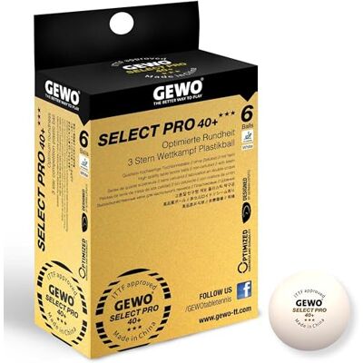 GEWO Select Pro 40+ 6 Stück Balle de Tennis de Table Unisexe, Blanc, Lot de 6 - Publicité GEWO Select Pro 40+ 6 Stück Balle de Tennis de Table Unisexe, Blanc, Lot de 6 - Publicité