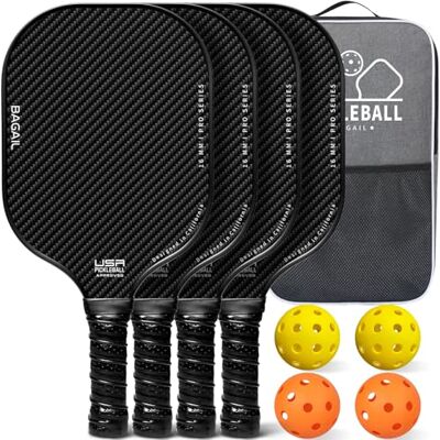 BAGAIL Ensemble de Raquettes de Pickleball, Raquettes de Pickleball avec 4 Balles, Légères Absorption des Chocs élevée Ergonomique, Adaptées aux Jeux de Pickleball en Intérieur et en Extérieur - Publicité BAGAIL Ensemble de Raquettes de Pickleball, Raquettes de Pickleball avec 4 Balles, Légères Absorption des Chocs élevée Ergonomique, Adaptées aux Jeux de Pickleball en Intérieur et en Extérieur - Publicité