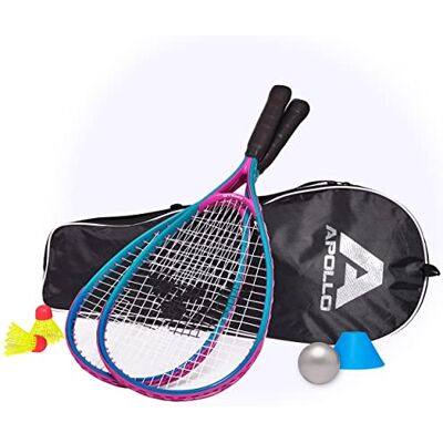 Apollo Kit Raquettes de Badminton et Squash Différentes Couleurs pour Adulte et Enfant Balle, Sac, Volant Inclus - Publicité Apollo Kit Raquettes de Badminton et Squash Différentes Couleurs pour Adulte et Enfant Balle, Sac, Volant Inclus - Publicité