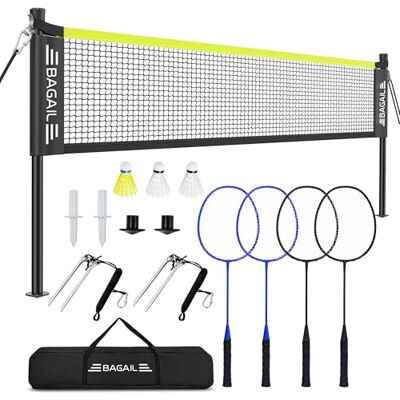 BAGAIL Filet de Badminton pour l'extérieur -Taille Officielle 20ft x 5ft, 4 Raquettes, 3 Balles de Badminton, Filet PE durable et Sac de Transport pour l'arrière-cour, la Plage et les Jeux en Famille. Publicité BAGAIL Filet de Badminton pour l'extérieur -Taille Officielle 20ft x 5ft, 4 Raquettes, 3 Balles de Badminton, Filet PE durable et Sac de Transport pour l'arrière-cour, la Plage et les Jeux en Famille. Publicité
