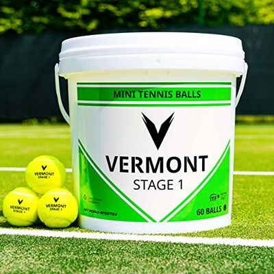 Vermont Balles de Mini-Tennis 3 Niveaux de Balle en Plusieurs Tailles de Pack Approuvées par l’ITF (Niveau 1 (Vert), Pack de 3) - Publicité Vermont Balles de Mini-Tennis 3 Niveaux de Balle en Plusieurs Tailles de Pack Approuvées par l’ITF (Niveau 1 (Vert), Pack de 3) - Publicité
