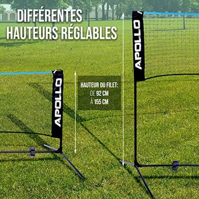 Apollo Filet Badminton Filet de Volley Ball 300cm 400cm 500 cm Filet de Badminton Réglable, Set avec Filet de Sport, 3 Volants, Support en Acier, Sac de Transport, Intérieur et Extérieur - Publicité Apollo Filet Badminton Filet de Volley Ball 300cm 400cm 500 cm Filet de Badminton Réglable, Set avec Filet de Sport, 3 Volants, Support en Acier, Sac de Transport, Intérieur et Extérieur - Publicité