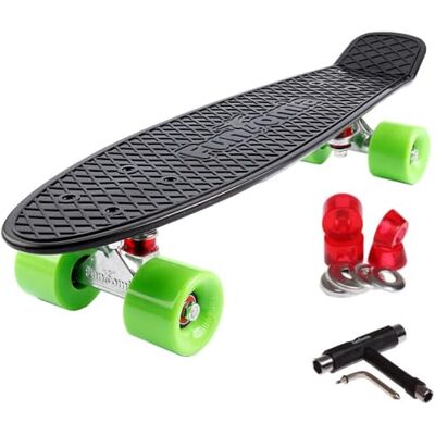 FunTomia Planche à roulettes Mini-Board Skateboard 57cm avec roulements ABEC-11 Style Retro Cruiser en Plastique (Noir Roues Vert + T-Tool) - Publicité FunTomia Planche à roulettes Mini-Board Skateboard 57cm avec roulements ABEC-11 Style Retro Cruiser en Plastique (Noir Roues Vert + T-Tool) - Publicité