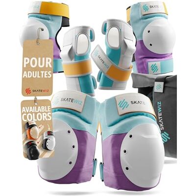SKATEWIZ Protection Roller Adulte Protection Skateboard Adulte et Adolescents Kit de Genouillère Skateboard e Patin a Roulette Fille Protege Genoux Shield Taille M Lavande Bleu - Publicité SKATEWIZ Protection Roller Adulte Protection Skateboard Adulte et Adolescents Kit de Genouillère Skateboard e Patin a Roulette Fille Protege Genoux Shield Taille M Lavande Bleu - Publicité