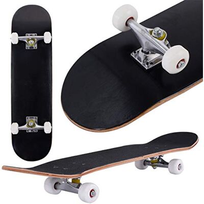 COSTWAY Skateboard en Bois d'Erable à 7 Couches, Planche à roulettes avec 4 Roues en PU, 80x20cm, Support 50KG pour Jeunes ou Débutants (Noir) - Publicité COSTWAY Skateboard en Bois d'Erable à 7 Couches, Planche à roulettes avec 4 Roues en PU, 80x20cm, Support 50KG pour Jeunes ou Débutants (Noir) - Publicité