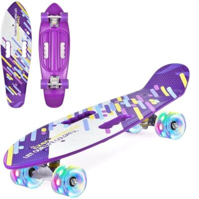 ERNAN Skateboard Complet Mini Cruiser pour Enfants 22",Skateboard avec Roues LED pour Enfants Débutants Filles Garçons Adolescents Adultes - Publicité ERNAN Skateboard Complet Mini Cruiser pour Enfants 22",Skateboard avec Roues LED pour Enfants Débutants Filles Garçons Adolescents Adultes - Publicité