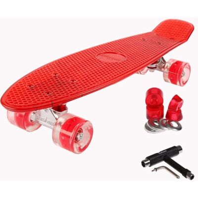 FunTomia Planche à roulettes Mini-Board Skateboard 57cm avec roulements ABEC-11 Style Retro Cruiser en Plastique (Rouge avec LED Roues Rouge) - Publicité FunTomia Planche à roulettes Mini-Board Skateboard 57cm avec roulements ABEC-11 Style Retro Cruiser en Plastique (Rouge avec LED Roues Rouge) - Publicité