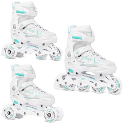 RAVEN Spirit Roller en Ligne Patin à Roulette Triskate 3 en 1 Blanc/Menthe Taille 37 au 40 Ajustable - Publicité RAVEN Spirit Roller en Ligne Patin à Roulette Triskate 3 en 1 Blanc/Menthe Taille 37 au 40 Ajustable - Publicité