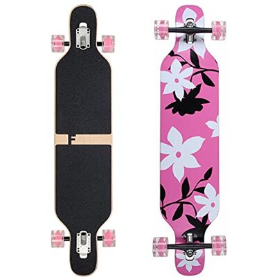 FunTomia Longboard Skateboard Drop Through Cruiser Planche complète avec roulements à Billes Mach1 High Speed T-Tool avec et sans Roues LED (Flex 2-25 à 84 kg Bois d'érable Couleur Rose Flower LED) - Publicité FunTomia Longboard Skateboard Drop Through Cruiser Planche complète avec roulements à Billes Mach1 High Speed T-Tool avec et sans Roues LED (Flex 2-25 à 84 kg Bois d'érable Couleur Rose Flower LED) - Publicité
