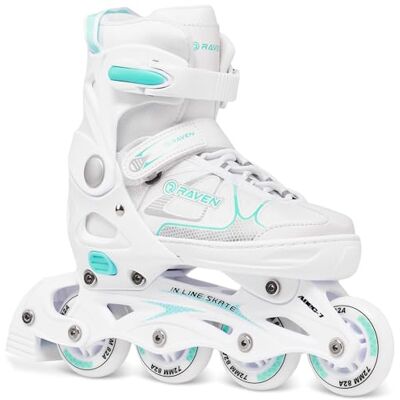 Roller Spirit Taille Ajustable et modulable RAVEN Blanc/Menthe, 40 au 43, Version Roller en Ligne - Publicité Roller Spirit Taille Ajustable et modulable RAVEN Blanc/Menthe, 40 au 43, Version Roller en Ligne - Publicité