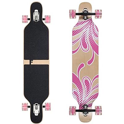 FunTomia Longboard Drop Through Cruiser Skateboard complet avec roulement à billes Mach1 High Speed T-Tool avec ou sans roues LED - Publicité FunTomia Longboard Drop Through Cruiser Skateboard complet avec roulement à billes Mach1 High Speed T-Tool avec ou sans roues LED - Publicité